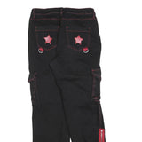 HOTTOPIC Mens Cotton Blend Black & Red Regular Cargo Trousers W30 L32 Stylish