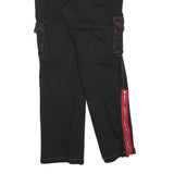 HOTTOPIC Mens Cotton Blend Black & Red Regular Cargo Trousers W30 L32 Stylish