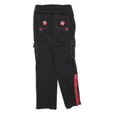 HOTTOPIC Mens Cotton Blend Black & Red Regular Cargo Trousers W30 L32 Stylish