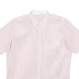 KER Mens Pink & White Striped Short Sleeve Shirt L Cotton Blend Casual Summer