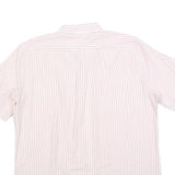 KER Mens Pink & White Striped Short Sleeve Shirt L Cotton Blend Casual Summer