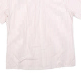 KER Mens Pink & White Striped Short Sleeve Shirt L Cotton Blend Casual Summer