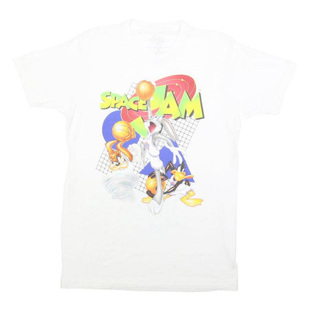 SPACE JAM Mens White Cotton Graphic T-Shirt M Short Sleeve Crew Neck Cartoon