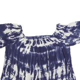 MONSOON Womens Blue & White Printed Bardot Top Short Sleeve Round Neck L