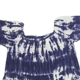 MONSOON Womens Blue & White Printed Bardot Top Short Sleeve Round Neck L