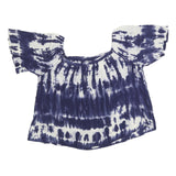 MONSOON Womens Blue & White Printed Bardot Top Short Sleeve Round Neck L