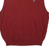 TOMMY HILFIGER Mens Red Patterned Jumper V-Neck Cable Knit M Cotton Blend