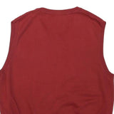 TOMMY HILFIGER Mens Red Patterned Jumper V-Neck Cable Knit M Cotton Blend