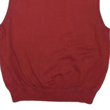 TOMMY HILFIGER Mens Red Patterned Jumper V-Neck Cable Knit M Cotton Blend