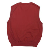 TOMMY HILFIGER Mens Red Patterned Jumper V-Neck Cable Knit M Cotton Blend