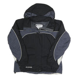 COLUMBIA Womens Black & Grey Outdoor Jacket XL Polyester Blend Zip Hooded