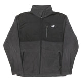 NEW BALANCE Mens Black & Dark Grey Athletic Zip Jacket M Polyester Blend