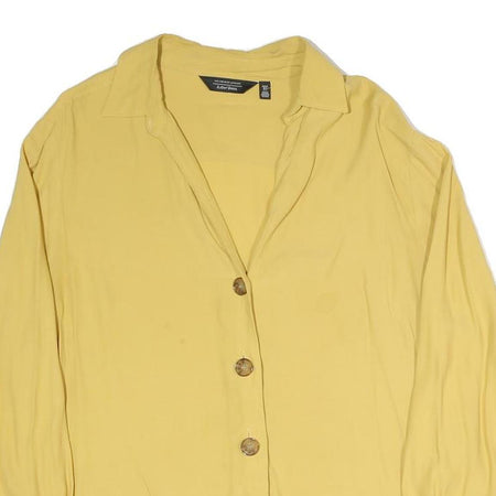 & OTHER STORIES Womens Yellow Blouse Long Sleeve Point Collar Button Front S