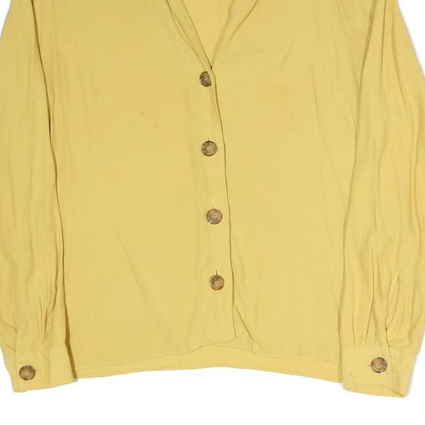 & OTHER STORIES Womens Yellow Blouse Long Sleeve Point Collar Button Front S