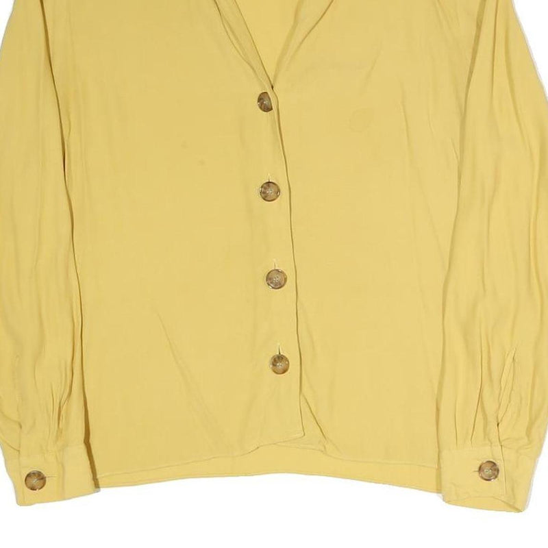 & OTHER STORIES Womens Yellow Blouse Long Sleeve Point Collar Button Front S