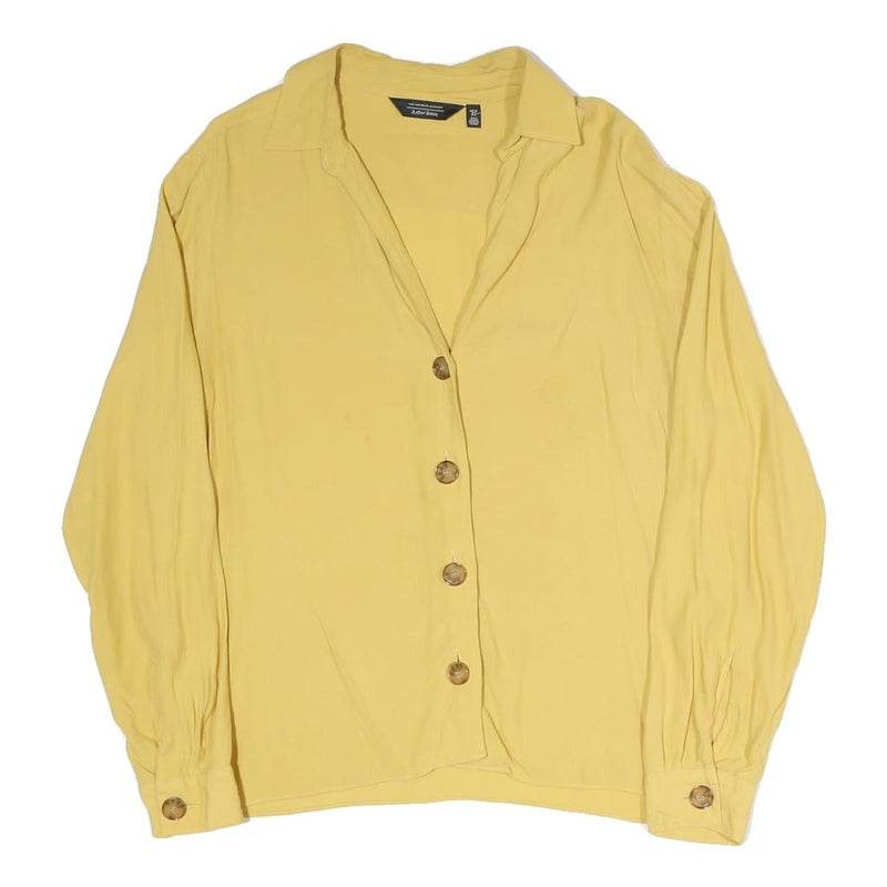 & OTHER STORIES Womens Yellow Blouse Long Sleeve Point Collar Button Front S