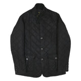 BARBOUR Mens Black Quilted Button Jacket L Polyester Blend Classic Outerwear