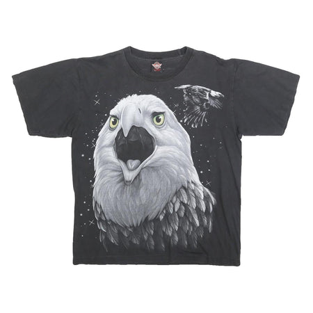ROCK EAGLE Single Stitch Mens Black Eagle Graphic T-Shirt L Short Sleeve