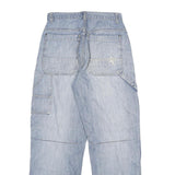 HT Mens Relaxed Blue Denim Light Wash Jeans W28 L30 Zip Closure Casual Workwear