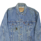 LEVI'S Mens Blue Cotton Blend Denim Jacket L Button Closure Classic Fit