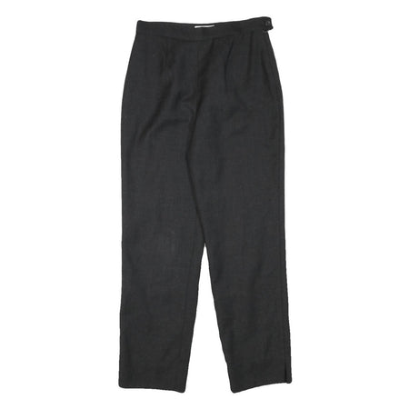 CHADWICKS Womens Wool Black Relaxed Straight Trousers W27 L28 Classic Formal