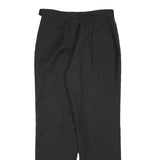 CHADWICKS Womens Wool Black Relaxed Straight Trousers W27 L28 Classic Formal