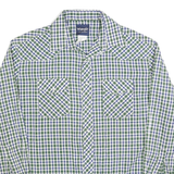 WRANGLER Mens Green & Blue Check Shirt L Western Casual Buttoned Long Sleeve
