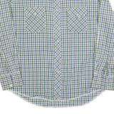 WRANGLER Mens Green & Blue Check Shirt L Western Casual Buttoned Long Sleeve