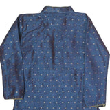 VASTRAMAY Womens Blue Printed Top Long Sleeve Button Neck L Elegant