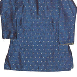 VASTRAMAY Womens Blue Printed Top Long Sleeve Button Neck L Elegant