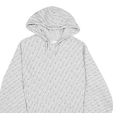 CHAMPION REVERSE WEAVE Mens Grey All Over Logo Print Pullover Hoodie XL