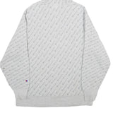 CHAMPION REVERSE WEAVE Mens Grey All Over Logo Print Pullover Hoodie XL
