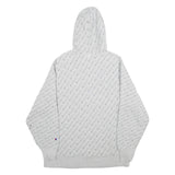 CHAMPION REVERSE WEAVE Mens Grey All Over Logo Print Pullover Hoodie XL
