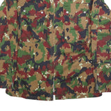 Mens Green Brown Camouflage Zip Jacket M Cotton Blend Military Style Outdoor