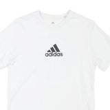 ADIDAS Mens White Graphic Logo T-Shirt S Short Sleeve Crew Neck Casual