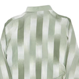 Womens Sage Green & White Striped Shirt Long Sleeve Button Neck S Casual