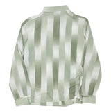 Womens Sage Green & White Striped Shirt Long Sleeve Button Neck S Casual