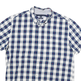 TOMMY HILFIGER Mens Blue & White Check Shirt XL Cotton Blend Short Sleeve Casual