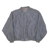 Mens Grey Plain Zip Bomber Jacket M Polyester Blend Classic Fit Casual Outerwear