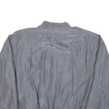 Mens Grey Plain Zip Bomber Jacket M Polyester Blend Classic Fit Casual Outerwear