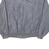 Mens Grey Plain Zip Bomber Jacket M Polyester Blend Classic Fit Casual Outerwear
