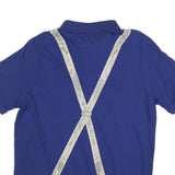 DER WILDSCHUTZ Mens Blue Short Sleeve Plain Polo Shirt L Cotton Blend Suspenders