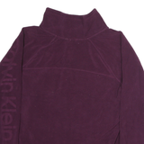 CALVIN KLEIN Womens Purple Plain Pullover Jumper Crew Neck Basic Knit L Casual
