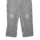 CARHARTT Mens Grey Cotton Blend Relaxed Workwear Trousers W31 L30 Durable Zip