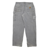 CARHARTT Mens Grey Cotton Blend Relaxed Workwear Trousers W31 L30 Durable Zip