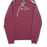 CHAMPION Mens Maroon Burgundy Hoodie S Cotton Blend Pullover Lightweight