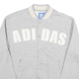ADIDAS Mens Grey & Cream Cotton Blend Varsity Jacket S Button Closure Casual