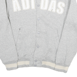 ADIDAS Mens Grey & Cream Cotton Blend Varsity Jacket S Button Closure Casual