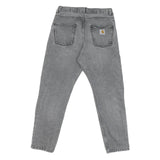 CARHARTT Mens Jeans Grey Regular Straight Denim Medium W30 L28 Casual Zip