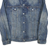 LEVI'S Mens Blue Denim Jacket M Cotton Blend Button Closure Classic Fit Plain